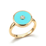 Turquoise and Diamond Amulet Ring, 18K Gold