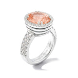 Padparadscha Peach Sapphire & Diamonds 950 Platinum Ring