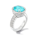 Oval Neon Paraiba Tourmaline & Diamond Engagement Ring, Platinum