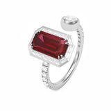 RUBY & DIAMOND BAGUETTE Open Ring