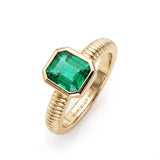 Emerald Bezel Set Solitaire Ring, 18K Yellow Gold
