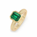 Emerald Bezel Set Solitaire Ring, 18K Yellow Gold