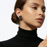 Onyx and Diamond Amulet Stud Earrings, 18K Gold