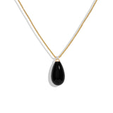 Onyx & Diamond Teardrop Pendant, 18K Gold