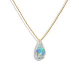 Opal & Diamond Teardrop Pendant, 18K Gold