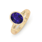 Oval Blue Tanzanite Engagement Ring, 18K Yellow Gold