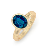 Oval Teal Sapphire Solitaire Ring