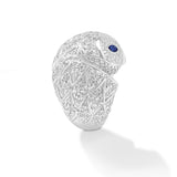 Blue Sapphire & Diamonds Snowy Owl 950 Platinum Animal Ring side view