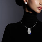 DIAMOND & SAPPHIRE SNOWY OWL NECKLACE