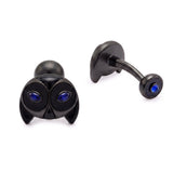 Owl Onyx & Sapphire Cufflinks, 18K Gold Black PVD