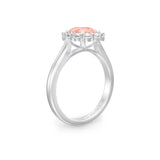GRS Oval Padparadsha peach Sapphire & Diamond Ring, 950 side view