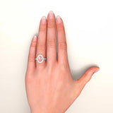 GRS Oval Padparadsha Sapphire & Diamond Ring, 950 Platinum on hand