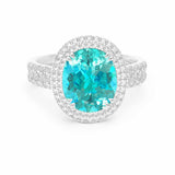 Oval Brazilian Paraiba Tourmaline and Diamond Ring, Platinum