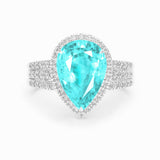 Pear Paraiba Tourmaline & Diamond Platinum Ring