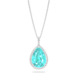 Pear Paraiba Tourmaline and Diamonds 18k White Gold Necklace