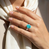 Oval Neon Paraiba Tourmaline & Diamond Engagement Ring, Platinum