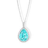 Pear Neon Paraiba Tourmaline and Diamonds 18k White Gold Necklace