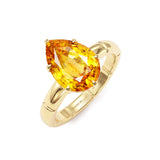 Pear Vivid Yellow Sapphire Claw Set Solitaire Ring, 18ct Yellow Gold