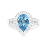 Pear Aquamarine & Diamond Engagement 18k White Gold Ring