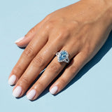 Pear Aquamarine & Diamond Engagement 18k White Gold Ring
