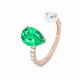 Pear Emerald & Diamond Open Ring, 18K Rose Gold