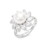 Pearl & Diamond Marquise, 950 Platinum Ring