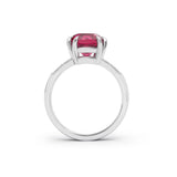 Cushion Pink Tourmaline and Diamond Baguette Engagement Ring