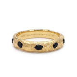 Black Tourmaline Gemstones Raw 18K Gold Ring