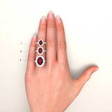 Oval Ruby & Diamond Halo Engagement Ring, 950 Platinum on hand