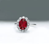 Oval Ruby & Diamond Halo Engagement Ring, 950 Platinum