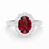 Oval Ruby & Diamond Halo Engagement Ring, 950 Platinum