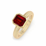 Ruby Bezel Set Solitaire, 18K Yellow Gold