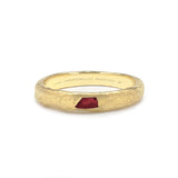 Raw Ruby Solitaire Ring, 18K Gold