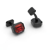 Ruby Octagonal Cufflinks, 18K Black & White Gold
