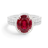 Oval Ruby and Diamond Cocktail Ring, Platinum