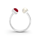CABOCHON RUBY, DIAMOND & PEARL Ring