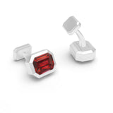 Ruby Octagonal Cufflinks, 18K White Gold