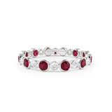 Round Ruby and Diamond Bezel Set Eternity Ring, White Gold