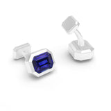 Octagon Blue Sapphire, 18K White & white Gold