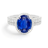 Oval sapphire and diamond cocktail ring - platinum