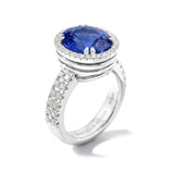 Oval sapphire and diamond cocktail ring - platinum