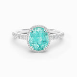 Oval Paraiba Tourmaline and Diamond Ring, 18K white Gold