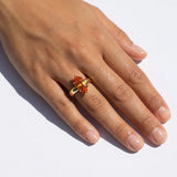 Marquise Spessartite Garnet Claw Set Solitaire Textured Ring, 18K Yellow Gold