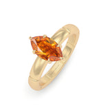 East West Marquise Spessartite Garnet Claw Set Solitaire Ring,18K Gold