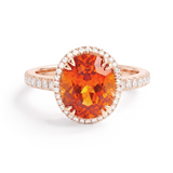 Oval Spessartite Garnet and Diamond ring - 18K Rose Gold