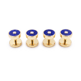 Round Lapis Lazuli and Diamond Shirt Studs, 18K Yellow Gold