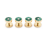 Round Malachite and Diamond Shirt Studs, 18K Yellow Gold
