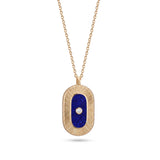 Lapis Lazuli and Diamond Talisman Pendant, Raw Textured 18K Raw Gold