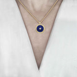 Lapis Lazuli and Diamond Talisman Pendant, 18K Raw Gold