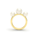 Trilogy white pearl yellow gold ring band